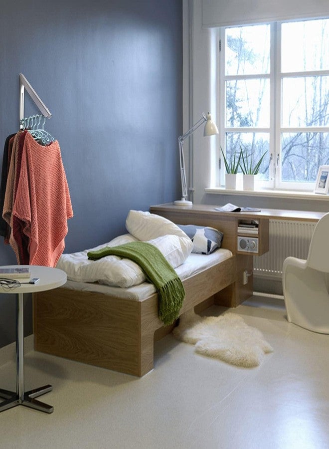 لوكزر رف تجفيف الملابس القابل للطي من لوكزر - حامل تعليق مخفي موفر للمساحة، يُثبت على الحائط، مناسب للمنزل والشرفة وغرفة النوم (40 × 30 سم، معدن + بلاستيك) - Image 4